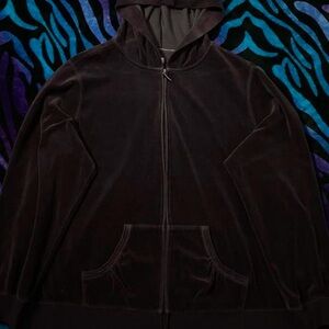 Dark Purple velour zip-up hoodie